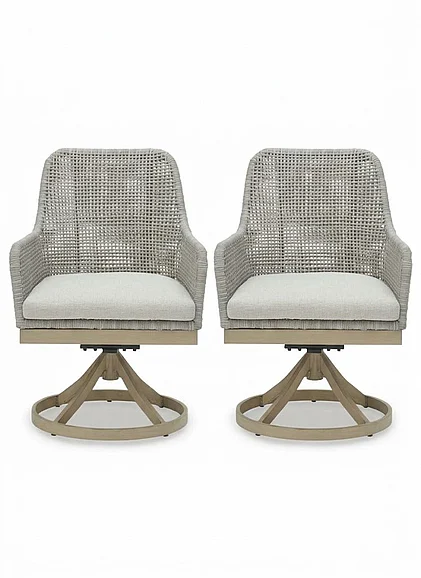 Seton Creek Outdoor Swivel Dining Chair (Set of 2) in Gray P798-602A FedEx/UPS