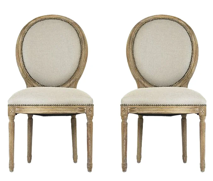 Zentique Medallion Side Chair in Limed Gray Oak (Set of 2) B004 E272 A003 w/ Nailhead
