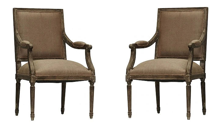 Zentique Louis Arm Chair in Limed Charcoal Oak (Set of 2) B008 E271 A006