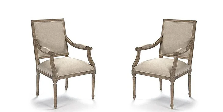 Zentique Louis Arm Chair in Limed Grey Oak (Set of 2) B008 E272 A003