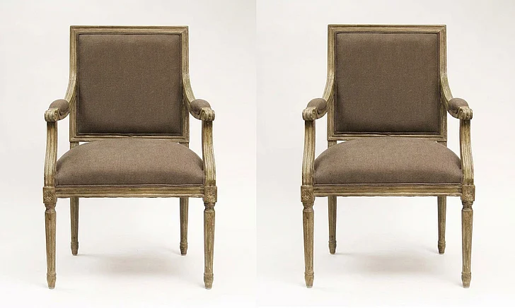 Zentique Louis Arm Chair in Limed Grey Oak (Set of 2) B008 E272 A008