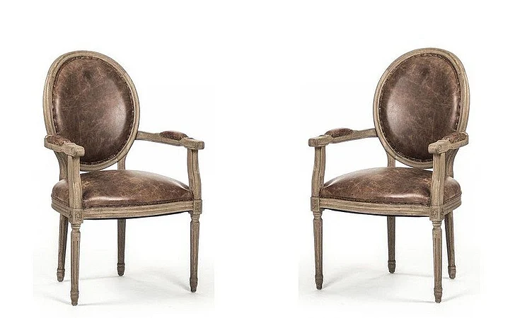 Zentique Medallion Arm Chair in Recycled Oak (Set of 2) B009 E255-3 CP035 Jute