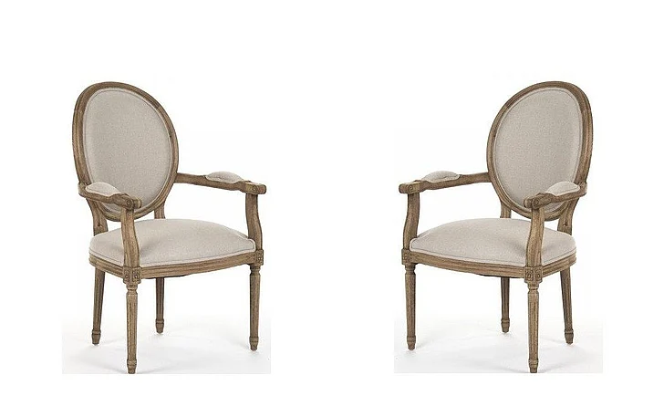 Zentique Medallion Arm Chair in Natural Oak (Set of 2) B009 E255 A003