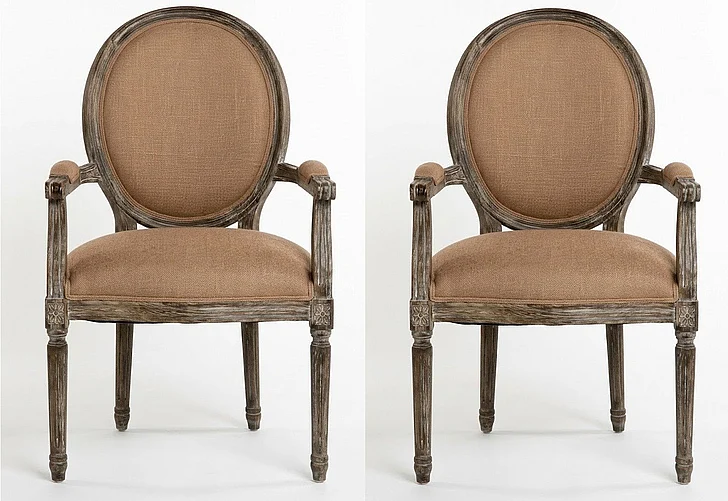 Zentique Medallion Arm Chair in Limed Charcoal Oak (Set of 2) B009 E271 A006