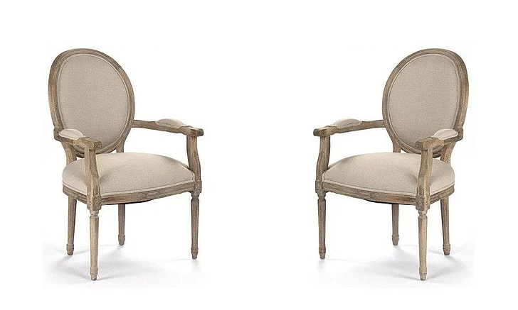 Zentique Medallion Arm Chair in Limed Grey Oak (Set of 2) B009 E272 A003