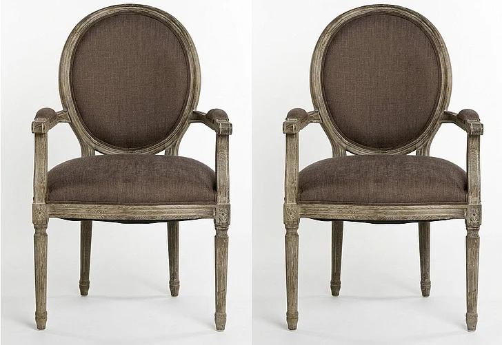 Zentique Medallion Arm Chair in Limed Grey Oak (Set of 2) B009 E272 A008
