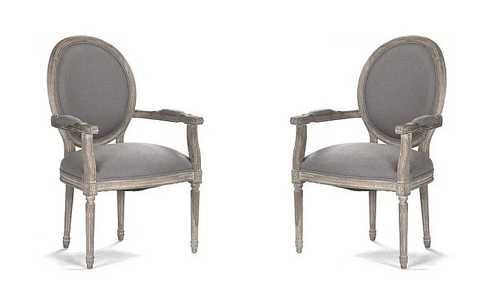 Zentique Medallion Arm Chair in Limed Grey Oak (Set of 2) B009 E272 A048
