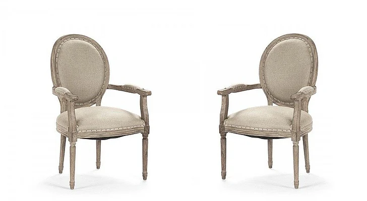 Zentique Medallion Arm Chair in Limed Grey Oak (Set of 2) B009 E272 H009