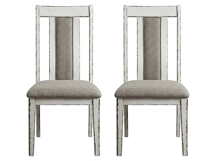 Classic Weathered White / Warm Gray Set of 2 Side Chairs FedEx/UPS FedEx/UPS