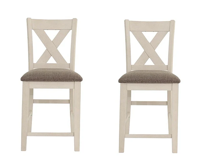Set of 2 Counter Height Chairs, Cream White FedEx/UPS FedEx/UPS