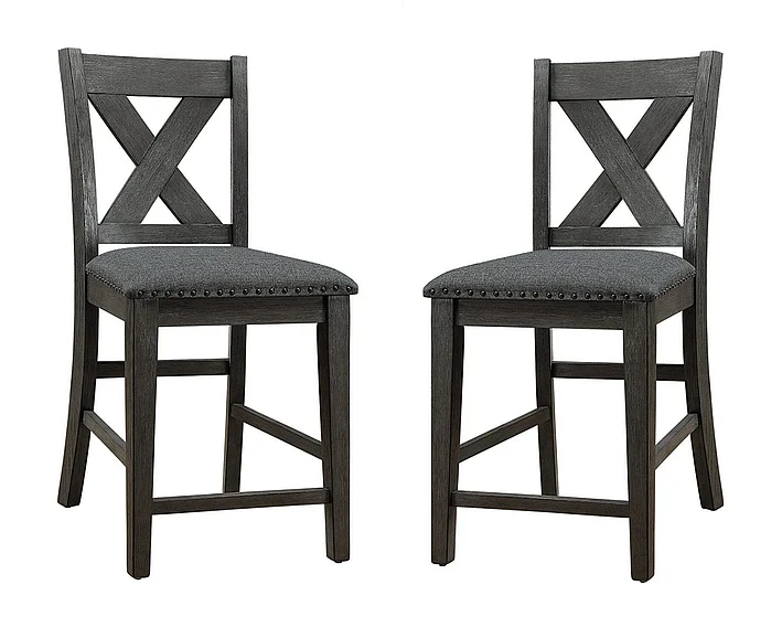 Set of 2 Counter Height Chairs, Dark Brown FedEx/UPS FedEx/UPS