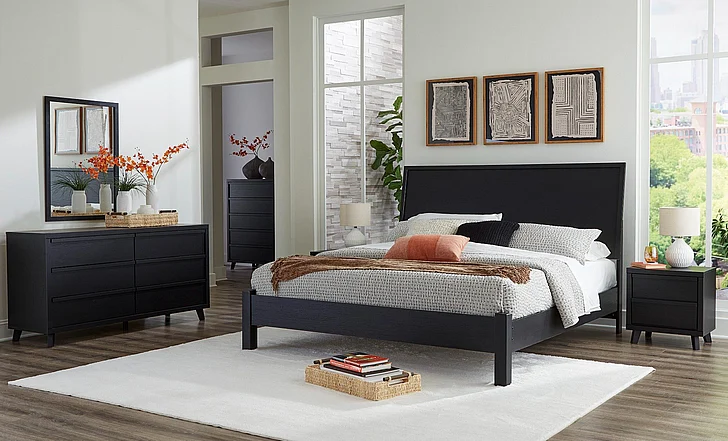 Danziar 4-Piece Panel Bedroom Set in Black