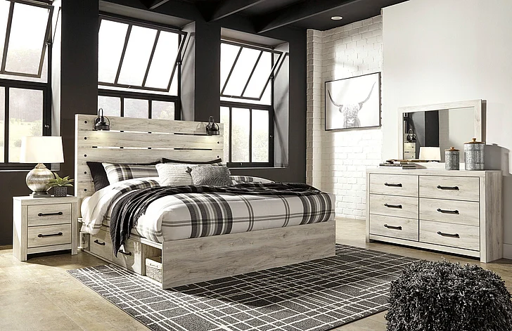 Cambeck 4-Piece Panel Storage Bedroom Set in Whitewash