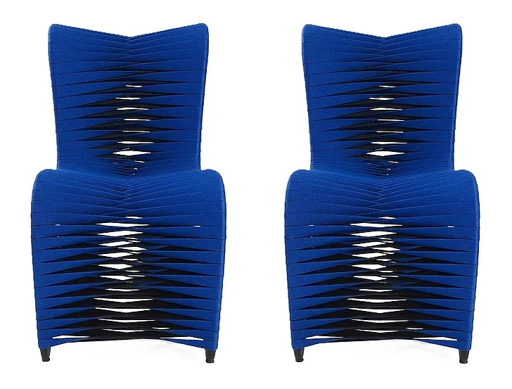 Phillips Seat Belt Dining Chair in Blue/Black B2061BL (Set of 2)