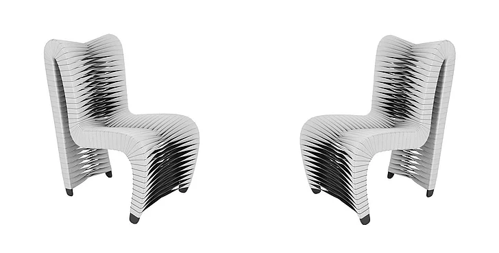 Phillips Collection Seat Belt Highback Dining Chair in Gray Black B2061GH (Set of 2)
