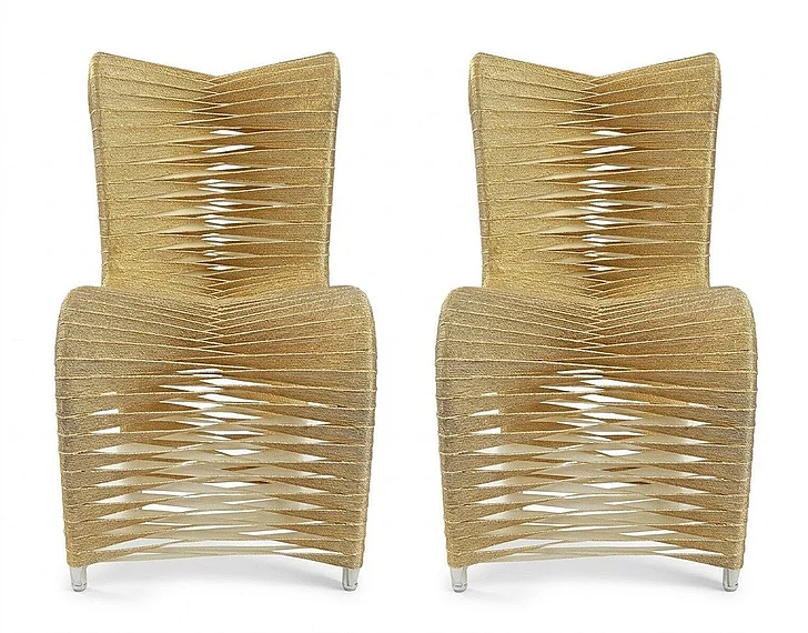 Phillips Seat Belt Dining Chair in Gold B2061GS (Set of 2)