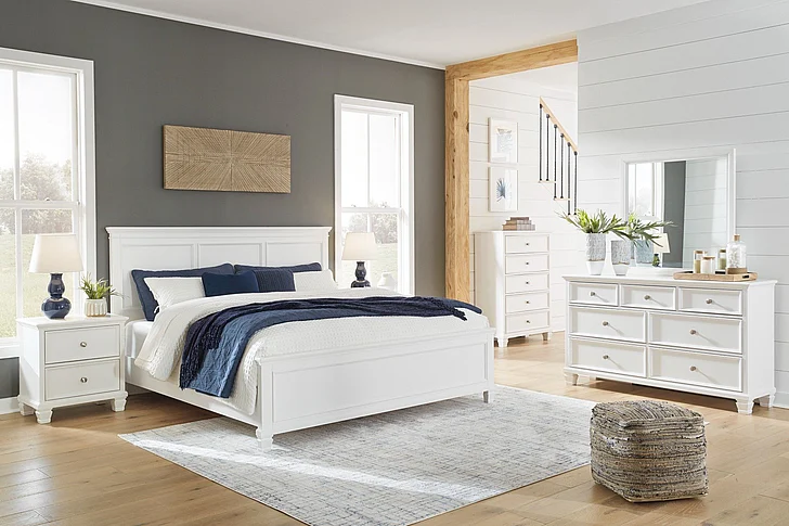 Fortman 4-Piece Panel Bedroom Set in White