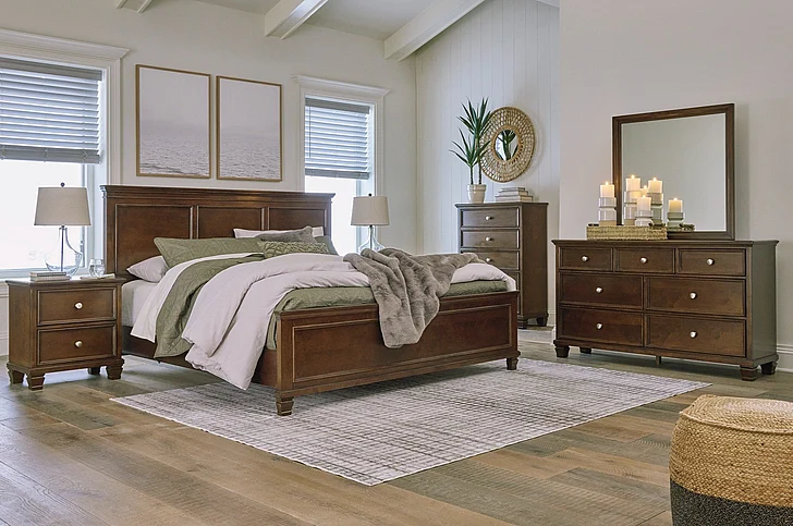 Danziar 4-Piece Slat Panel Bedroom Set in Brown