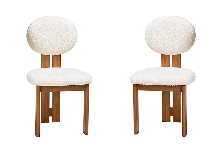 Baxton Studio Kacela Japandi Cream Boucle and Brown Dining Chair (Set of 2) 13433 PROMO