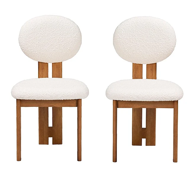 Baxton Studio Kacela Japandi Cream Boucle and Brown Dining Chair (Set of 2) 13433 PROMO