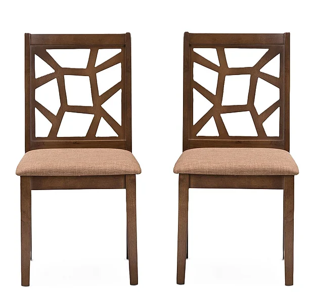 Baxton Studio Abilene Light Brown Upholstered and Brown Dining Chair (Set of 2) 8035