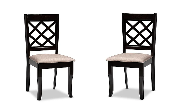 Baxton Studio Verner Sand Upholstered Dark Brown Dining Chair (Set of 2) 10531