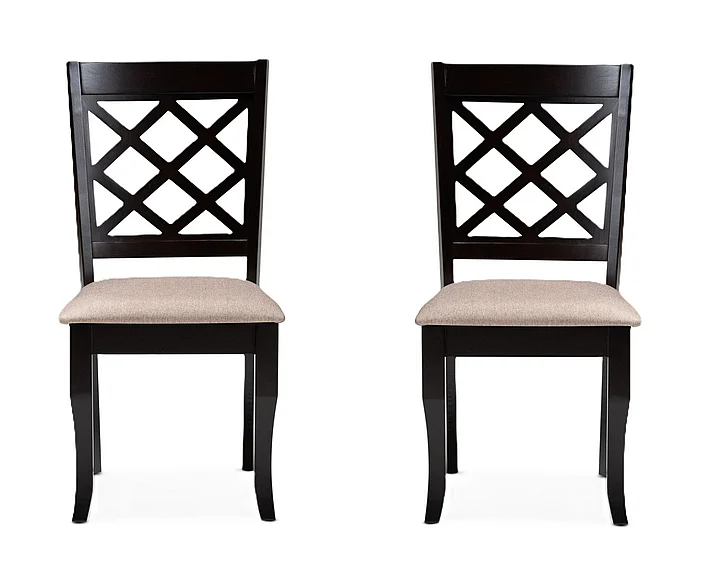 Baxton Studio Verner Sand Upholstered Dark Brown Dining Chair (Set of 2) 10531