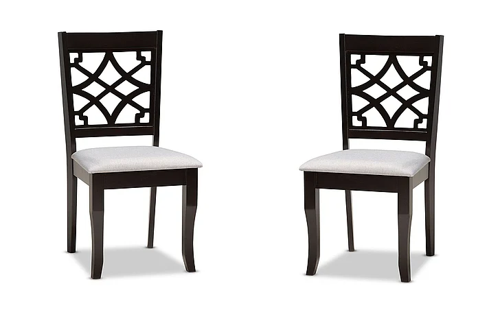 Baxton Studio Mael Grey Upholstered and Dark Brown Dining Chair (Set of 2) 10534