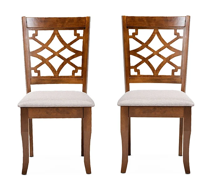 Baxton Studio Mael Grey Upholstered and Brown Dining Chair (Set of 2) 10542