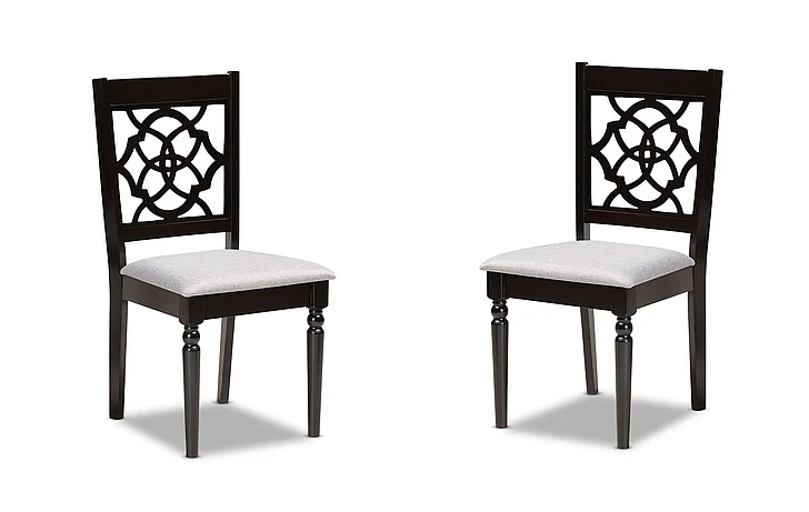 Baxton Studio Renaud Grey Upholstered and Dark Brown Dining Chair (Set of 2) 10536