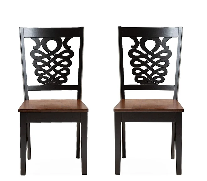 Baxton Studio Gervais Two-Tone Dark Brown and Brown Dining Chair (Set of 2) 11384