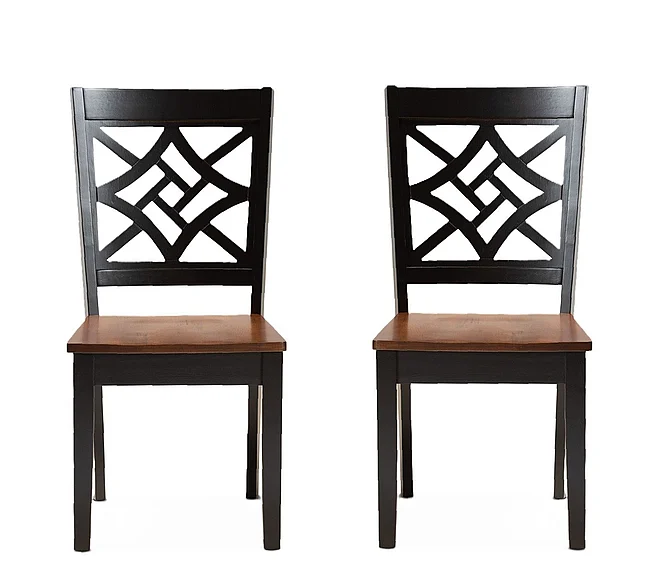 Baxton Studio Nicolette Two-Tone Dark Brown and Brown Dining Chair (Set of 2) 11389