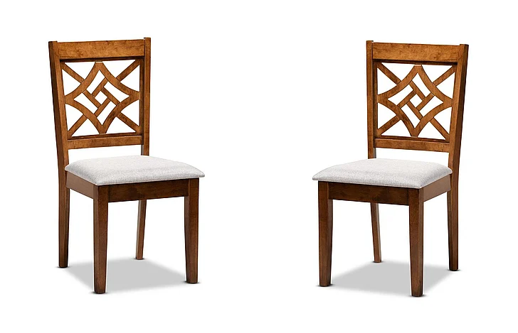 Baxton Studio Nicolette Grey Upholstered and Brown Dining Chair (Set of 2) 11387