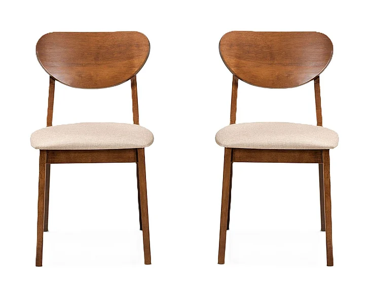 Baxton Studio Damara Sand Upholstered and Brown Dining Chair (Set of 2) 11646