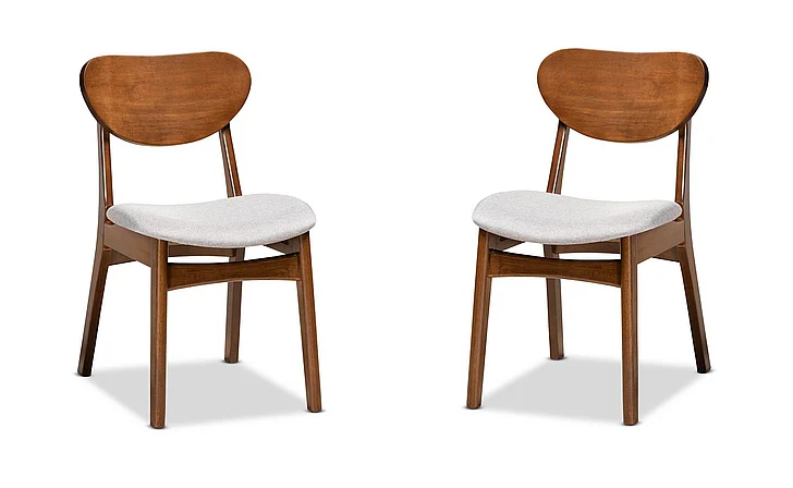 Baxton Studio Katya Grey Upholstered and Brown Dining Chair (Set of 2) 11635