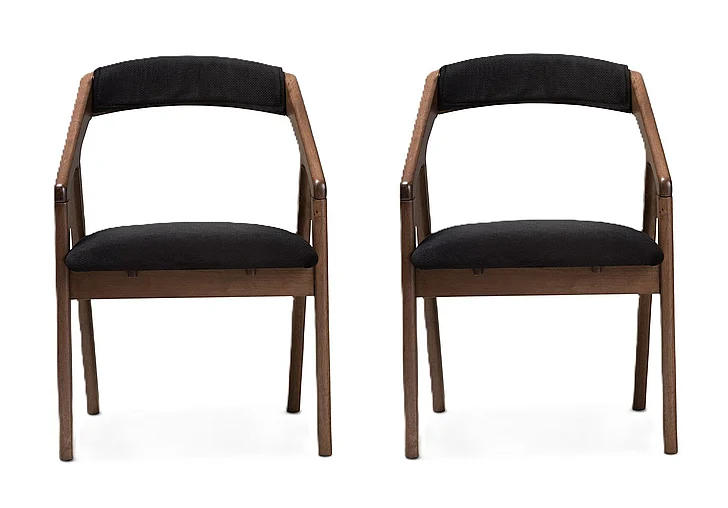 Baxton Studio Wendy Black and Medium Brown Dining Chair (Set of 2) 8025 PROMO