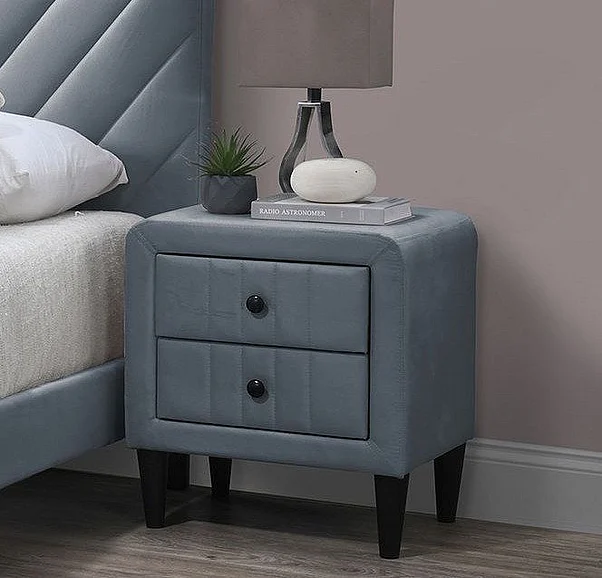 Boss Furniture Platform Night Stand in Charcoal Rushed Linen 5546