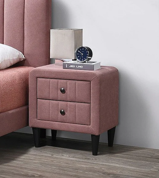 Boss Furniture Platform Night Stand in Pink Brushed Linen 5556