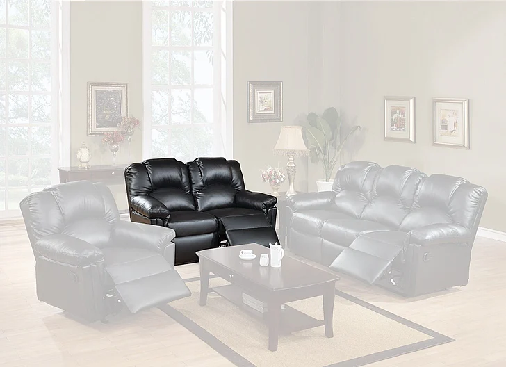 Boss Furniture Reclining Loveseat - Bonded Leather in Black 6671