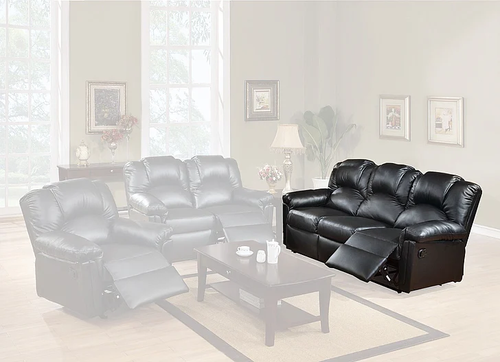 Boss Furniture Reclining Sofa - Bonded Leather in Black 6672