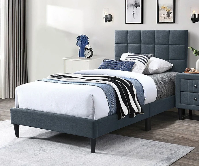 Boss Furniture Platform Full Bed in Charcoal Brushed Linen 9634F
