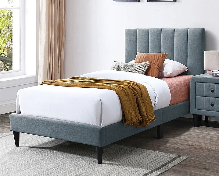 Boss Furniture Platform Full Bed in Gray Brushed Linen 9638F