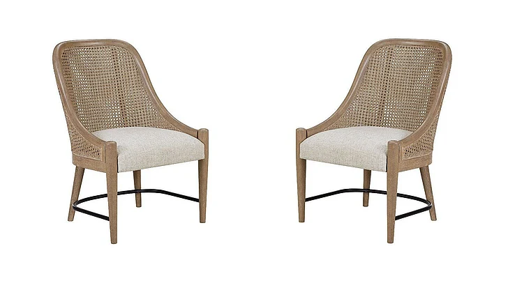 Emma Mason Signature Timog Park Cane Back Host Chair in Sand (Set of 2)