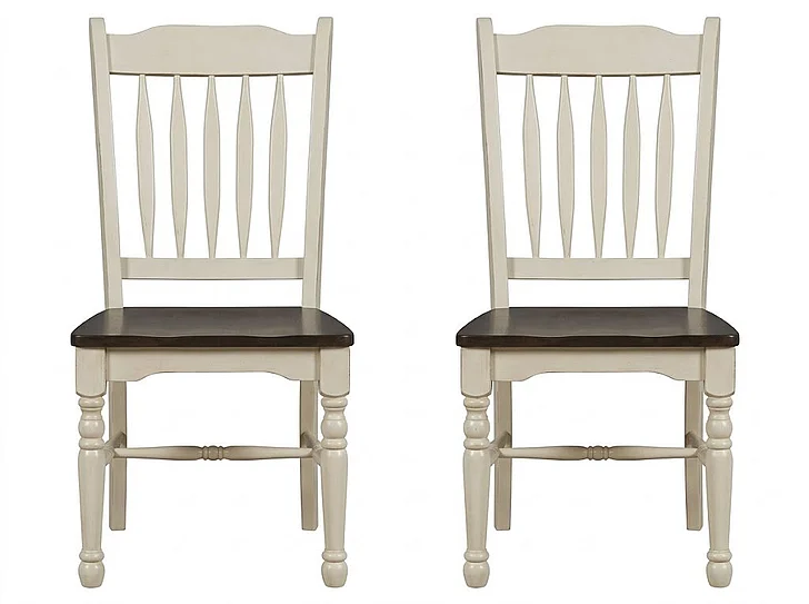 British Isles Slatback Side Chair in Chalk Cocoa Bean (Set of 2) BRICO267K
