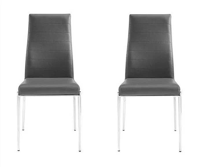 Casabianca Home Firenze Dining Chair in Dark Gray PU-Leather (Set of 2)