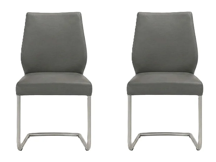 Casabianca Home Geo Dining Chair in Dark Gray Leather (Set of 2)