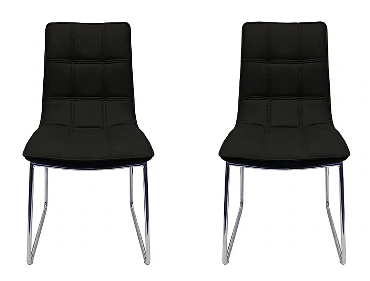 Casabianca Home Leandro Eco-leather Dining Chair (Set of 2) in Black CB-870-BL