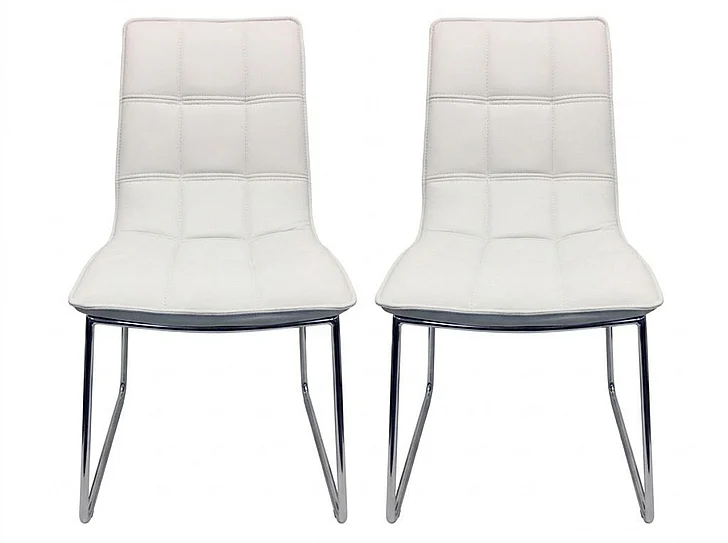 Casabianca Home Leandro Eco-leather Dining Chair (Set of 2) in White CB-870White