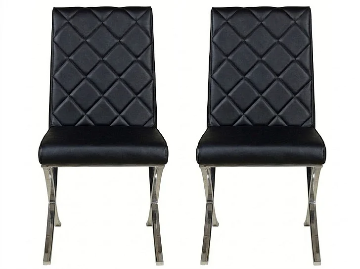 Casabianca Home Loft Eco-leather Dining Chair (Set of 2) in Black CB-922-BL