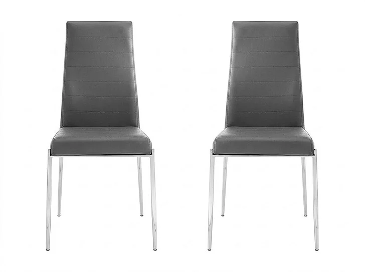 Casabianca Home Firenze Dining Chair in Gray PU Leather (Set of 2) CB-511GR-SET2